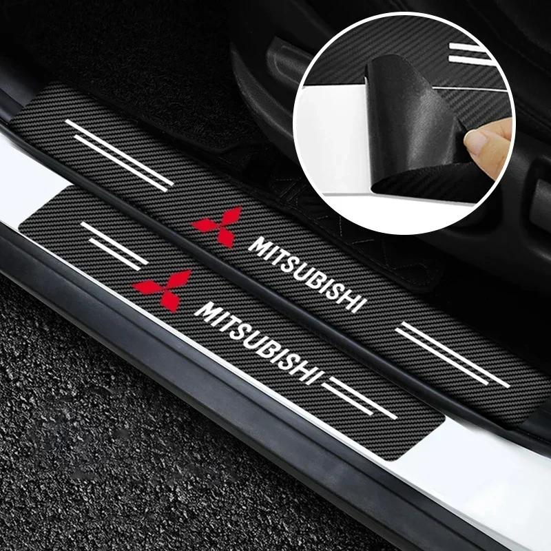 Carbon Fiber Car Sticker Auto Door Threshold Waterproof For Mitsubishi Outlander Lancer 10 9 ASX RALLIART Eclipse L200 Pajero EX