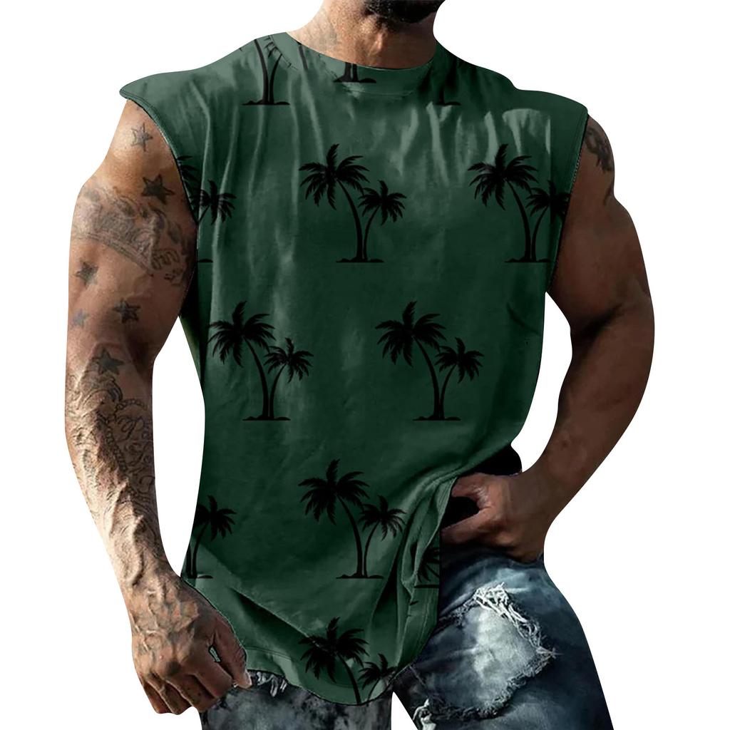 Мужская летняя пляжная майка для серфинга, большой размер, повседневный дышащий топ без рукавов, свободная майка с принтом, мужская рубашка