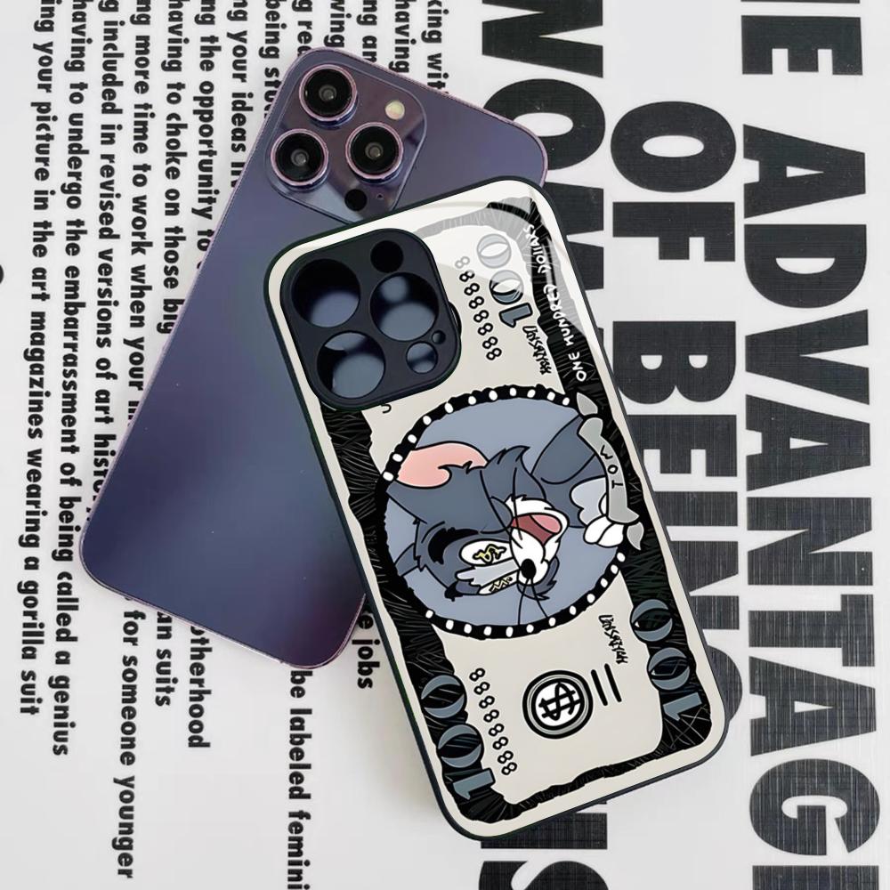 Movie Funny T-Tom And J-jerry Phone Case for Iphone 16 15 14 12 11 13 Pro Max Mini 8 X Xr Xs Puls Black Glass Cover