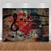 Music Backdrop for Party Black Music Symbols Backdrop 7x5ft