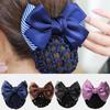 Stripe Bowknot Hair Accessories Women Barrette Net Bun Crochet Net Bun Hair Cover Net Bun Snood