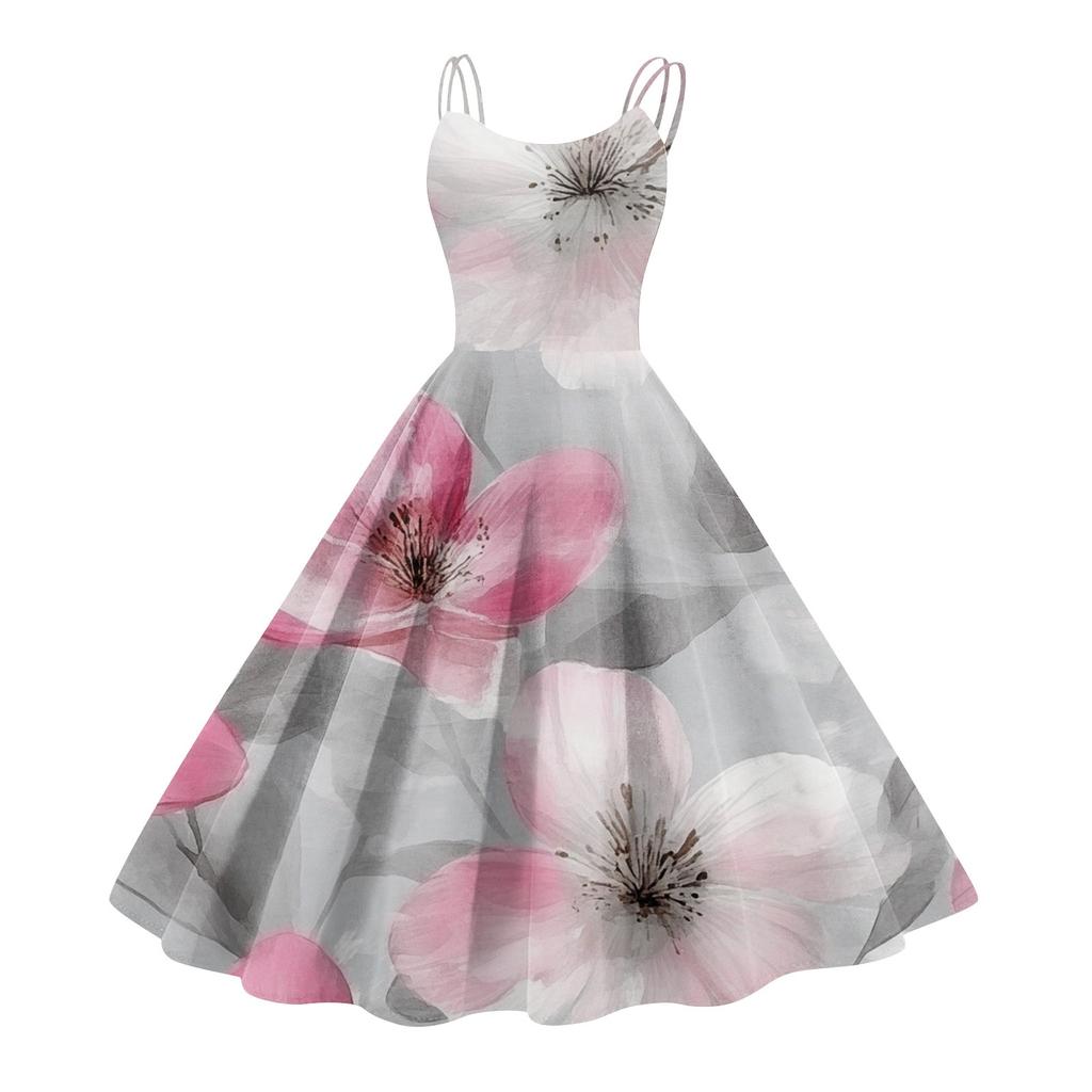 Женское повседневное модное платье с цветочным принтом, сексуальное с открытыми плечами, панк-ретро платье, ретро платье