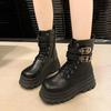 Fried Street Locomotive Boots Autumn 2025 New Small Man Height Increasing Thick-soled Skinny Short Boots British Martin Boots Women