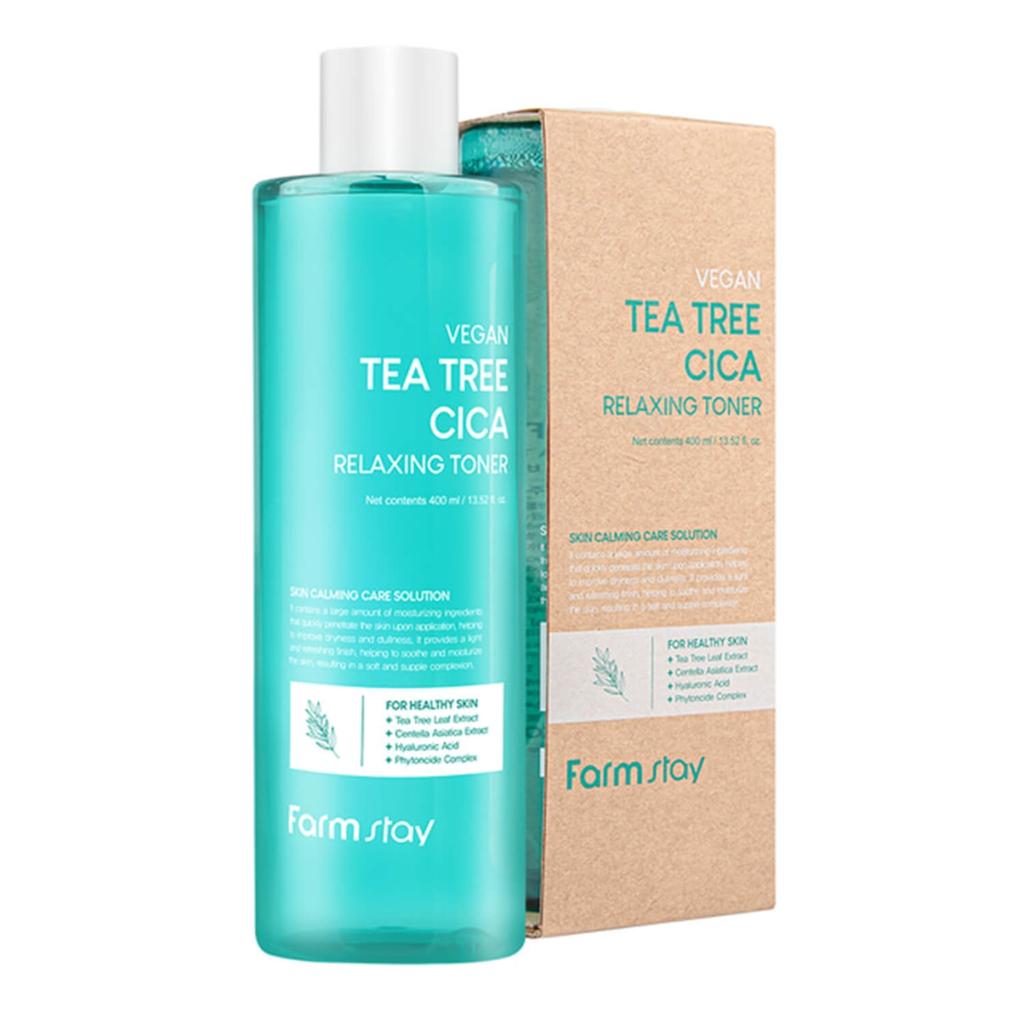 Farm Stay Vegan Tea Tree Cica Relaxing Toner 400ml +RANDOM GIFT