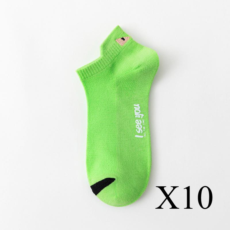 10 пар женских носков со смайликом, качественные дышащие хлопковые носки с низким верхом, повседневные спортивные, износостойкие, нескользящие, для улицы и всего сезона