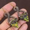 Natural Copper Green Turquoise Handmade Copper Wire Wrap Earring 2.72 n8R23