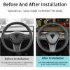 Hand Sewn Steering Wheel Cover,Fit for Tesla Model 3 2017-2023/Model Y 2020-2023,Non-Slip Breathable Microfiber Leather Steering Wheel Cover On Wrap