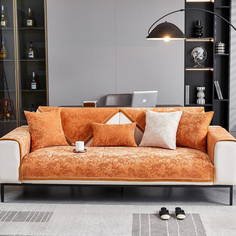 Chenier Sofa Cushion, New Light Luxury Seat Cushion, All-Season Non-Slip Leather Sofa Cover, Backrest Cover Cloth Towel