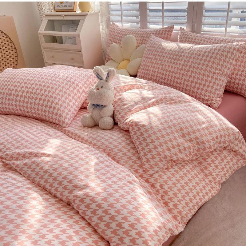 Комплект из четырех предметов из стираного хлопка, простыня, пододеяльник, комплект из трех предметов для спальни, односпальная кровать.