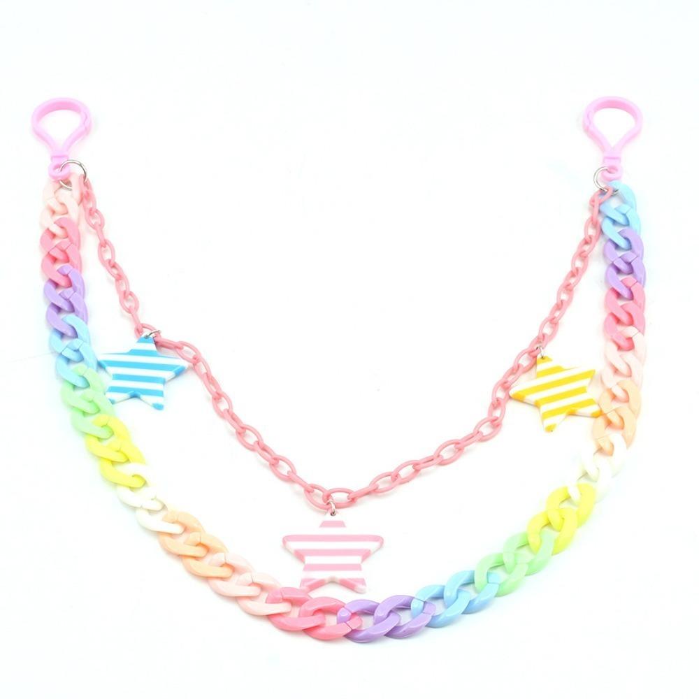 Double Layer Heart Waist Chain Rainbow Cross Pants Chain Resin Star Belt Chain Trousers