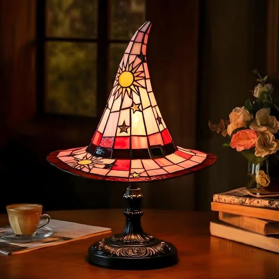 Лампа в виде шляпы ведьмы, светодиодный ночник, мягкое свечение, питание от батареек, светящийся на Хэллоуин, шляпа ведьмы, готический ночник, декор