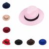 Solid Color Men's Felt Hat Elegant Women Jazz Hat Vintage Woolen Flat Top Hat  Autumn