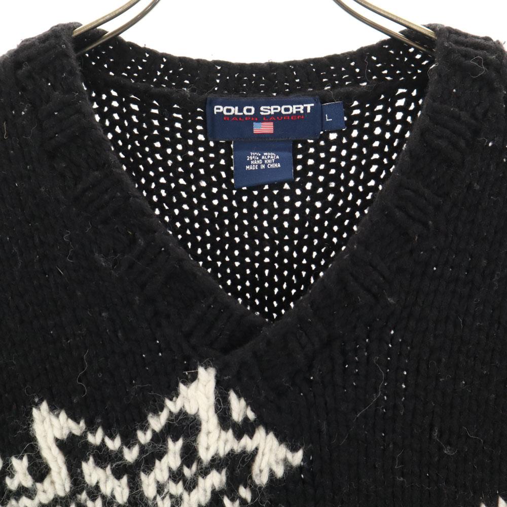 POLO SPORT RALPH LAUREN Шерстяная смесь ручная вязка С длинным рукавом С V-образным вырезом свитер Мужской Б/у