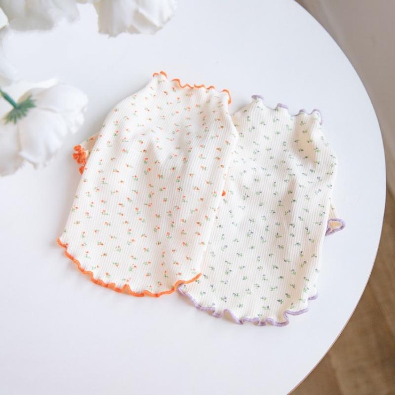 Dog Autumn Winter Flower Undershirt Home Pet T-Shirt Clothes Pet Cute Lace Teddy Puppy Clothes Dog Sweater For Small Dogs