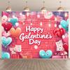 2D Galentine's Day Photo Booth Backdrop with Hearts and Gift Boxes
