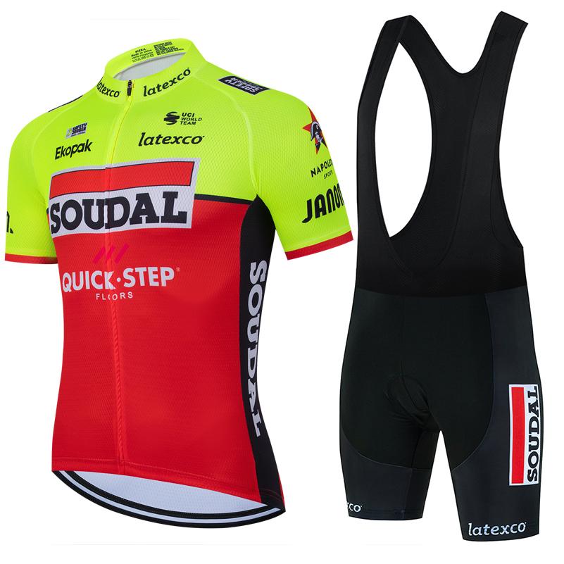 Велосипедный комплект Soudal Quick Step 2025 Мужской НОВЫЙ Летняя Велосипедная Одежда MTB Дорожная Рубашка Велосипедные Велосипедки Maillot Ciclismo