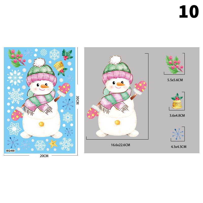 Съемная рождественская статическая ПВХ-наклейка Санта, наклейки на окна, украшающие наклейки на стену в виде снежинок, новогоднее украшение для вечеринки, украшение стекла