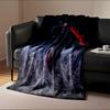 Samurai woman with glowing red katana, Flannel blanket for bedroom, living room, sofa, and nap sofas.
