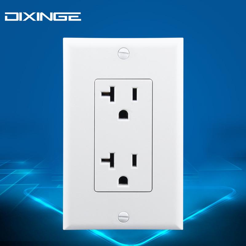 US Certified 20A NEMA 5-20R Double Gang Power Outlet