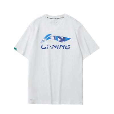 Футболка-пуловер с круглым вырезом и логотипом Li Ning, футболка унисекс с коротким рукавом, белая AHST683-1