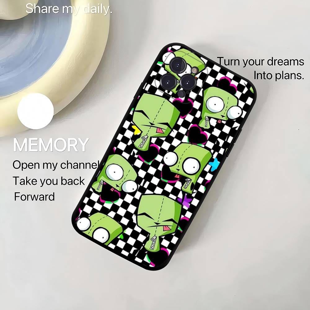 I-Invader Z-Zim Anime For IPhone 16 17 14 15 Pro Max 13 11 12 Mini Plus Silicone Shell Phone Cover Soft TPU