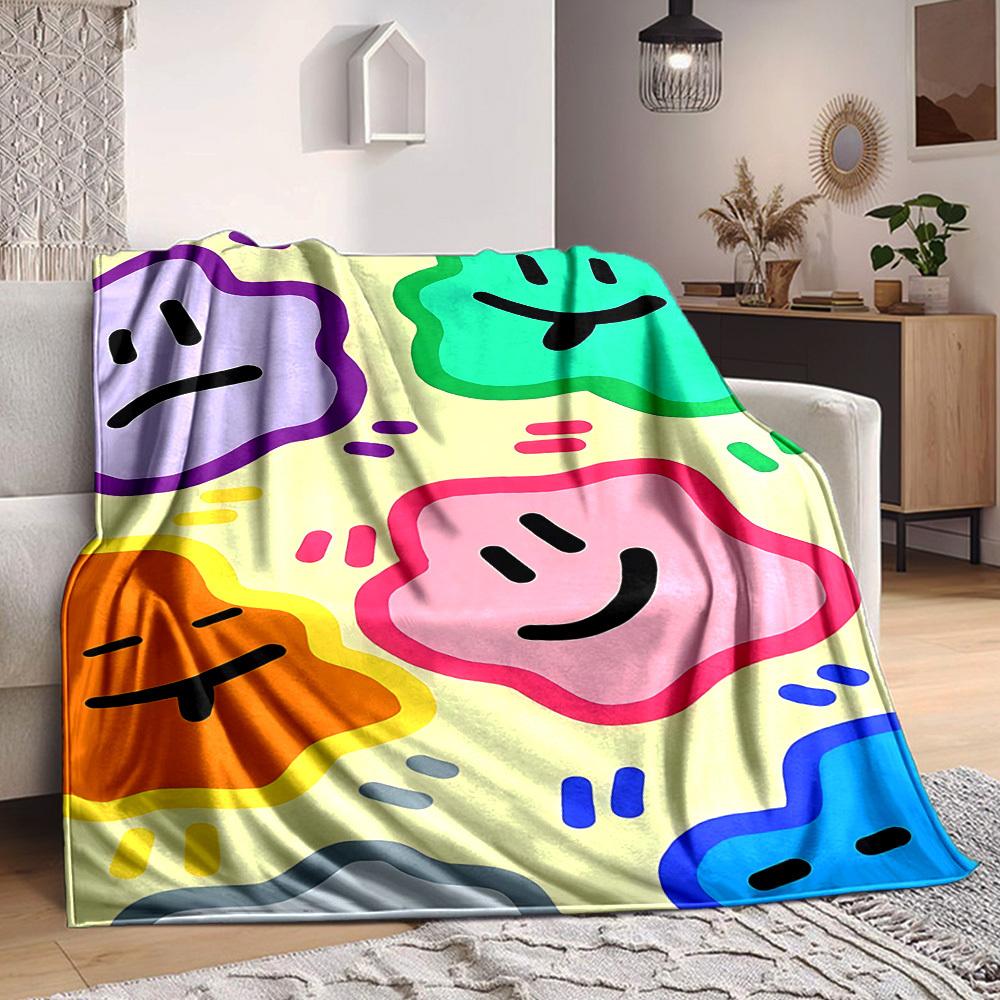1pc Colorful Faces Blanket Warm, Cozy, And Soft, Suitable for Sofas, Beds, Cars, And Office Use.Perfect for Camping And Travel, Making It a Great Gift