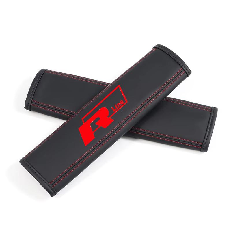 2Pcs for Volkswagen VW R Rline GTI GTD Golf 5 6 7 Amarok Passat Tiguan T Cross Leather Seat Belt Shoulder Cover Protection Pads ze5