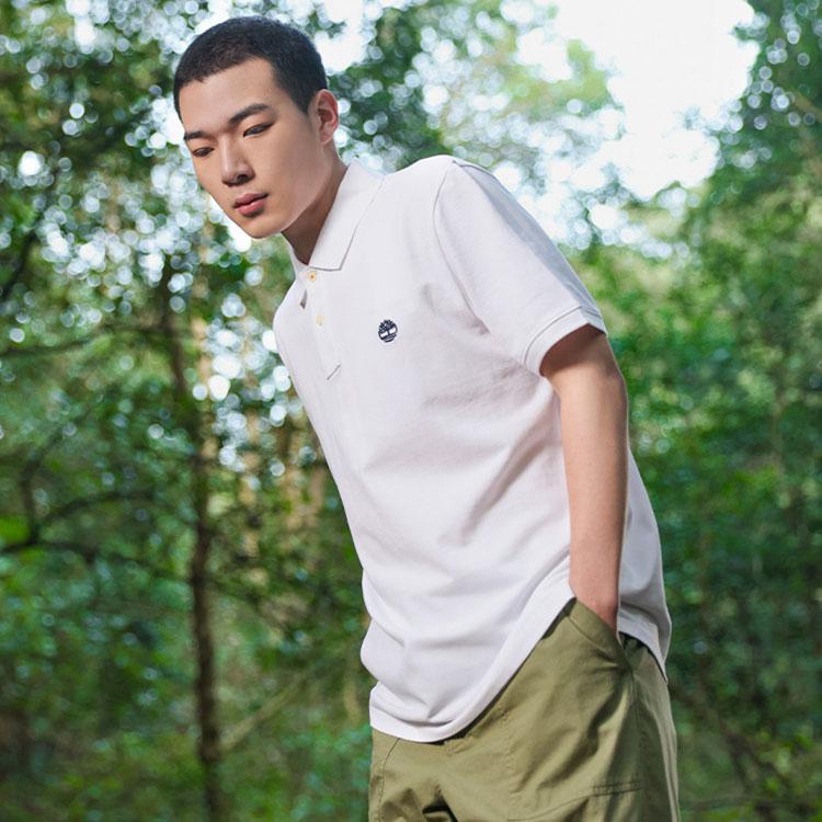 Timberland Повседневная однотонная рубашка поло с коротким рукавом для мужчин, белая A62T5-100