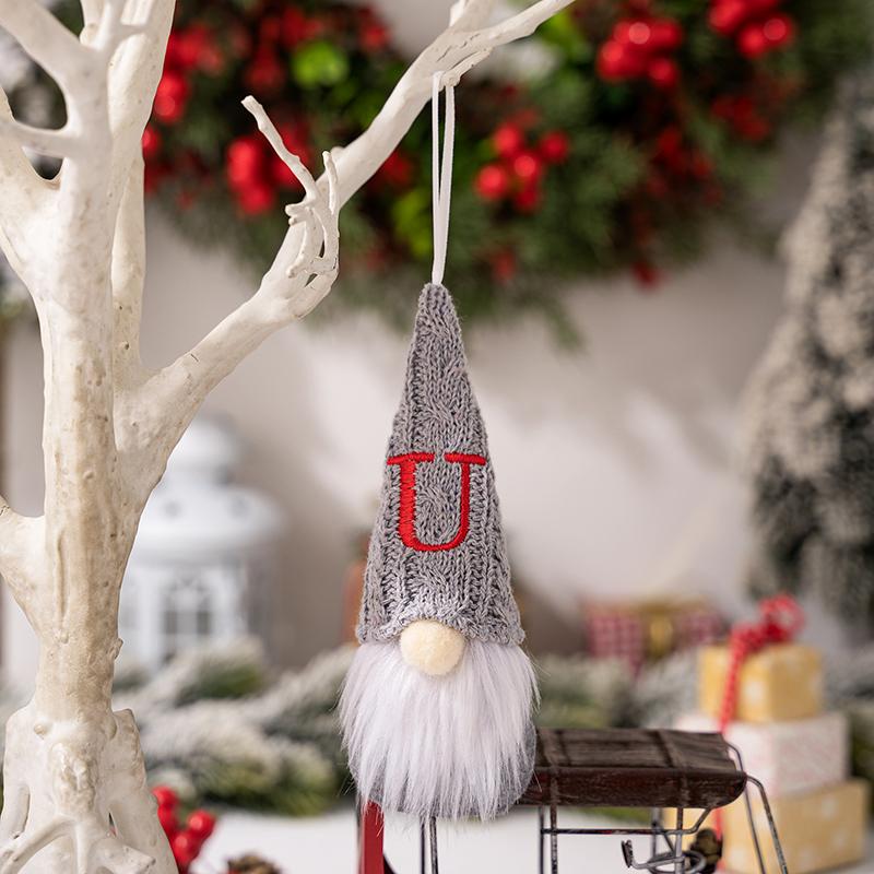 1PC Plush Dwarf Hanging Pendants Letter Embroidered Knitted Hat Faceless Doll Pendants