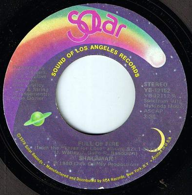 7-дюймовая пластинка SHALAMAR - Full Of Fire YB12152 Solar 1980 US Soul/Funk Б/у