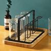 Metal Cup Holder Drying Rack with 6 Glasses Upside-Down Coffee Mug Holder Organizer Space Saving Kitchen Gadget