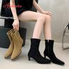 Fashion Aphixta Suede Sock Boots Women Shoes Zipper Spring Autumn High Heel Short Boot Concise Woman Ankle Boots Casual Footwear Size 42