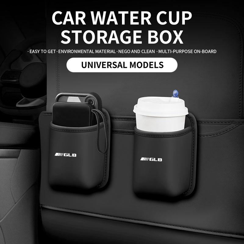BQAZ9 Leather Car Cup Holder Storage Box Organizer Tray Multi Function Interior Container for Mercedes Benz GLB Accessories