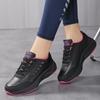 Fashion Women's Leather Sneakers Casual Sneakers Lace Up Flats Lightweight Comfortable Black Anti-slip Running Shoes Outdoor Sports