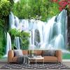 Forest Waterfall Scenery Wall Mural Green Scenery Wallpaper Living Rooms Bedrooms Waterfall Wallpaper