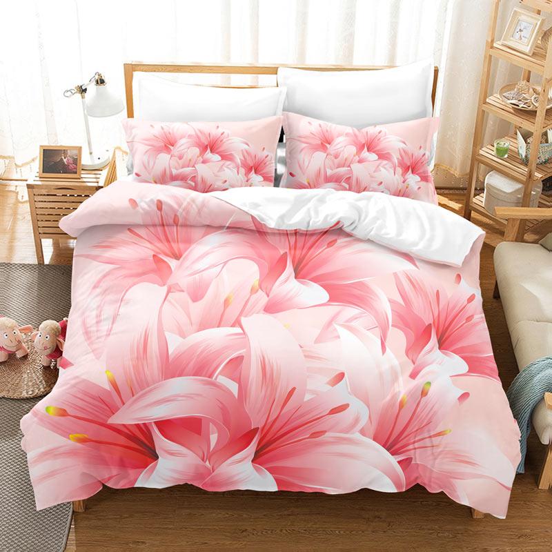 Комплект постельного белья Pink Rose, романтический подарок на День святого Валентина, комплект постельного белья Queen King Size, полиэстеровое одеяло