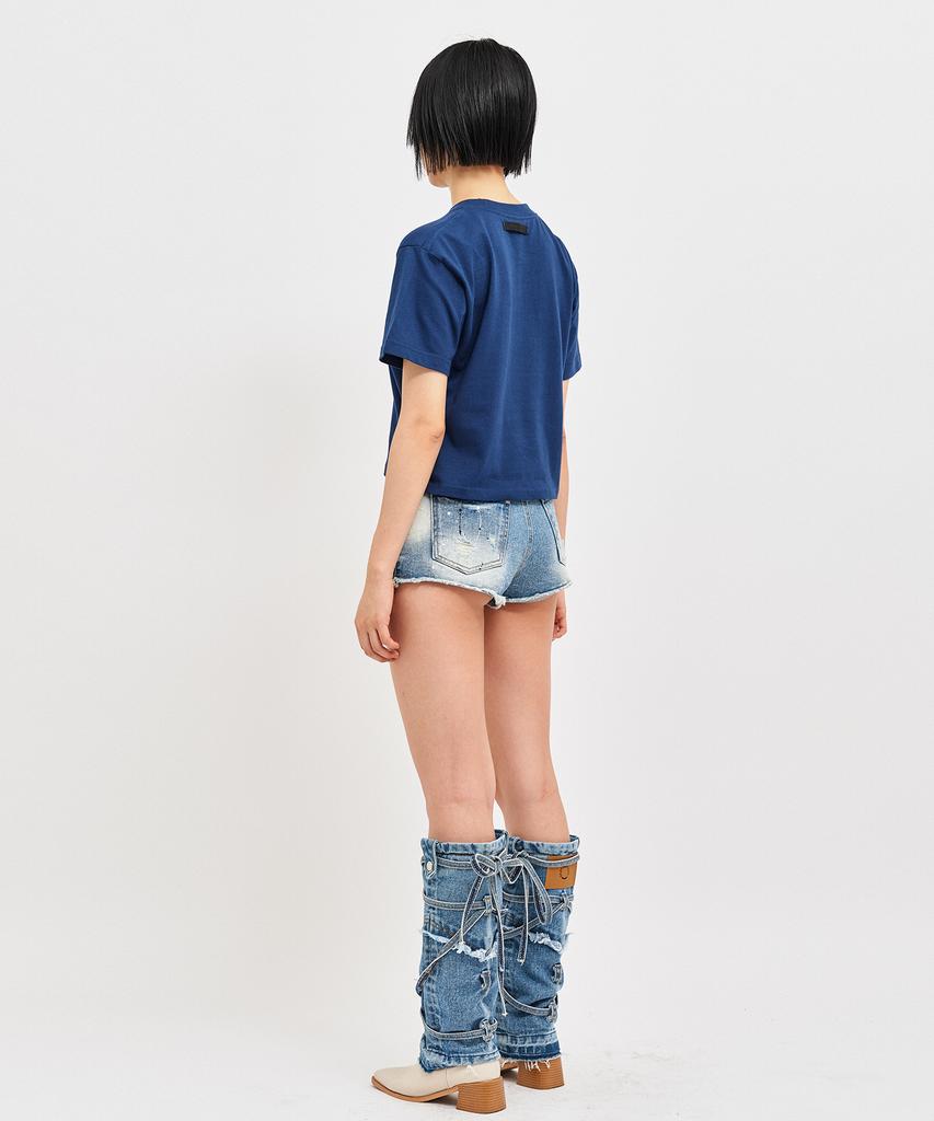 C WEAR BY THE GENIUS Oversized Crop T-Shirt Navy