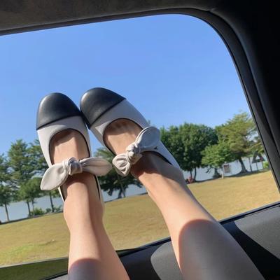 Предпродажа~ Весенние туфли-лодочки Xiaoxiangfeng с бантом, с легким вырезом, женские французские ретро балетки Мэри Джейн из маленькой кожи