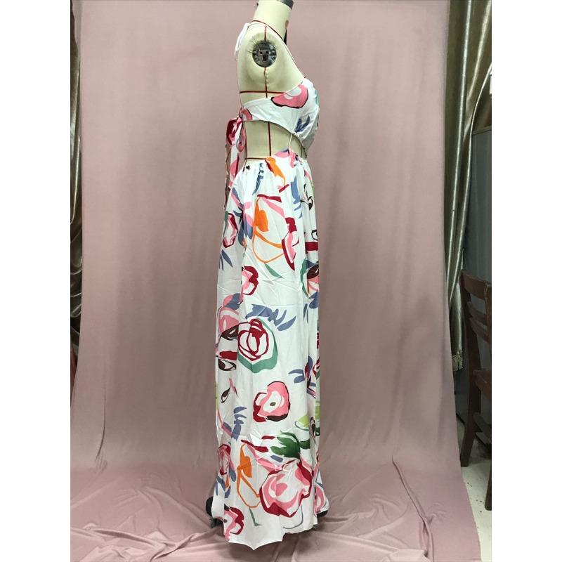 Женские летние пляжные платья с тонким подолом и принтом