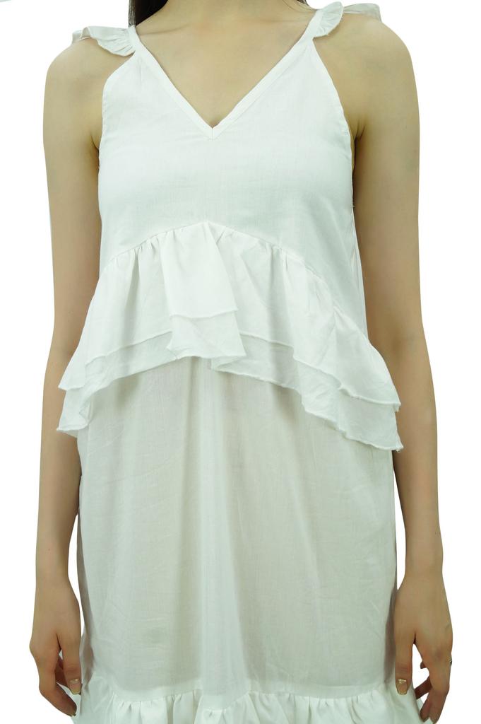 Bimba Sexy Summer Spaghetti Strap Sundress V-Neck Casual Ruffle Long Maxi Beach