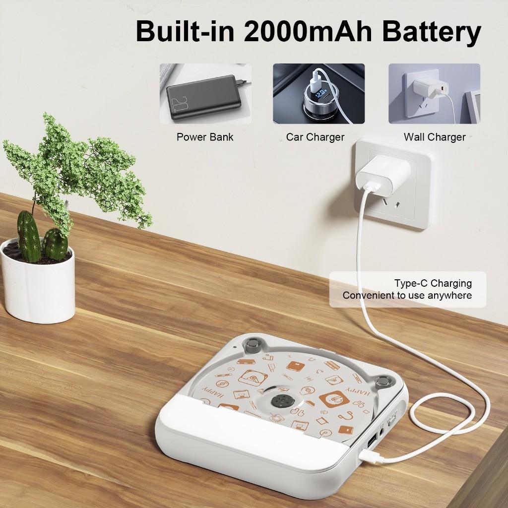 Портативный Bluetooth CD-плеер Перезаряжаемый Домашний/Автомобильный Walkman HiFi Громкие Двойные Динамики Музыкальный Плеер