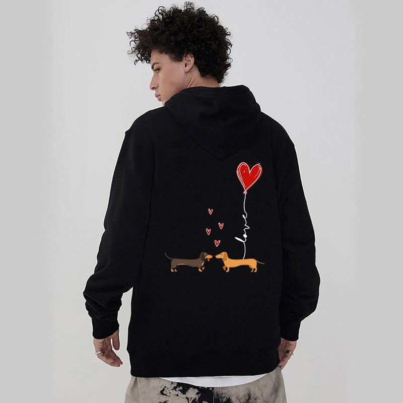 Love Print Couple Sweater Valentine Hooded Jumper Hoodie Hoodie