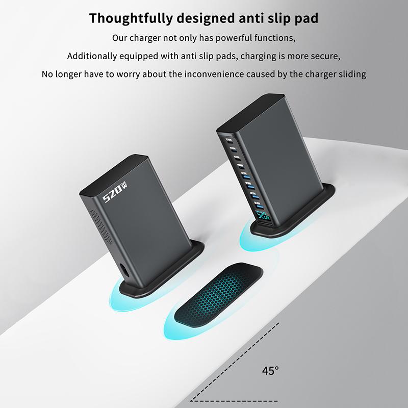 520 Вт 8-портовое настольное зарядное устройство для телефона, ноутбука, планшета со светодиодным дисплеем мощности, адаптер питания для быстрой зарядки PD для компьютера, ПК, для iPhone