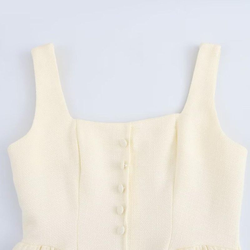 Kaslead New Arrival Women's Clothing Fashion Style Simple Retro Style Sling Woolen Short Dress