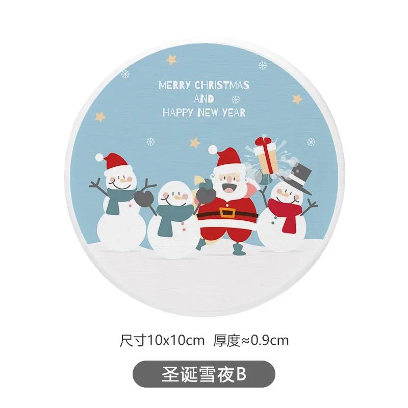 Рождественские диатомитовые впитывающие подставки мультяшный снеговик противоскользящие высокотемпературные подставки для чашек теплоизоляция горячая подставка декор стола