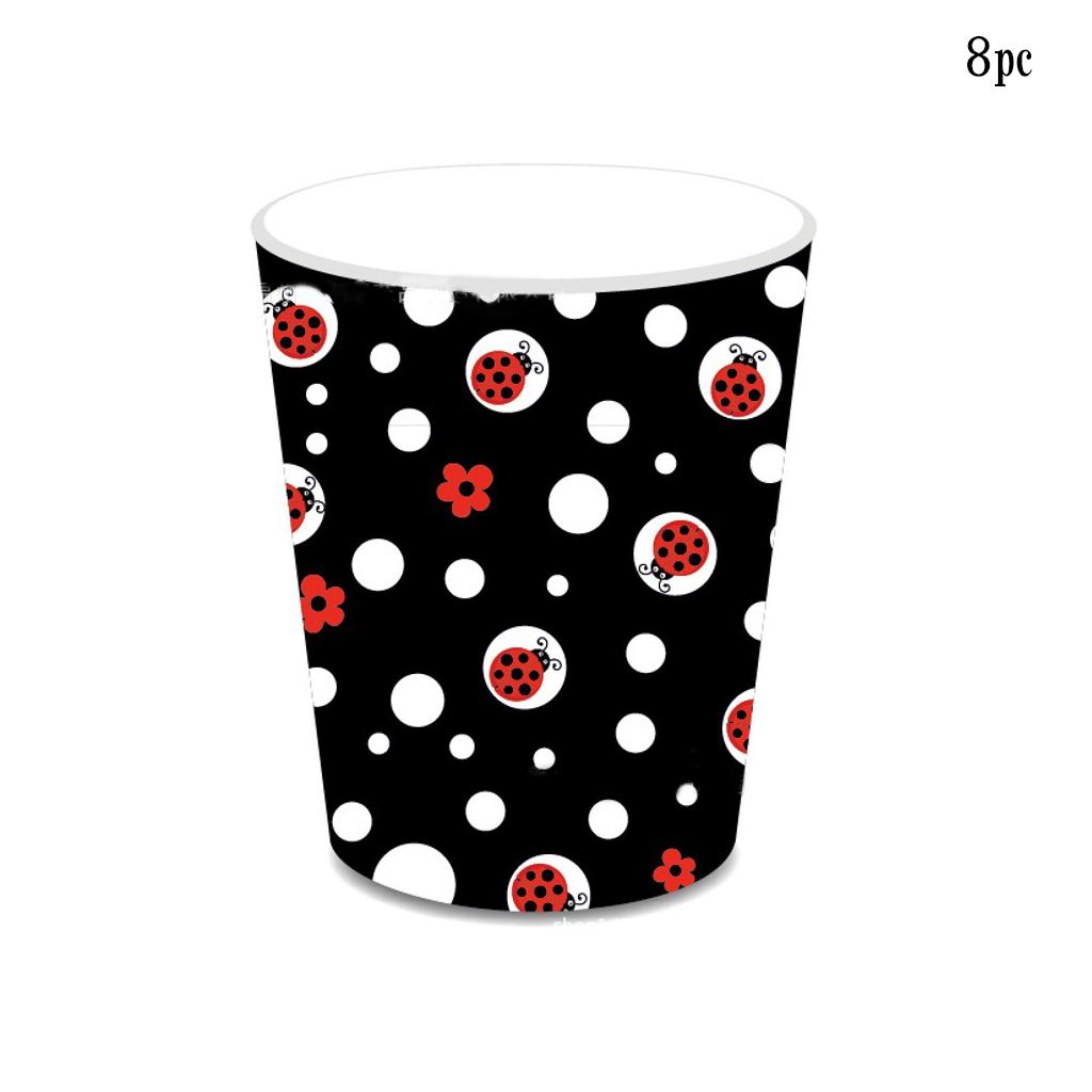Ladybug Theme Disposable Tableware Set Seven Star Lady Bug Paper Plates Napkins Cups Happy Girls Insect Birthday Party Decor