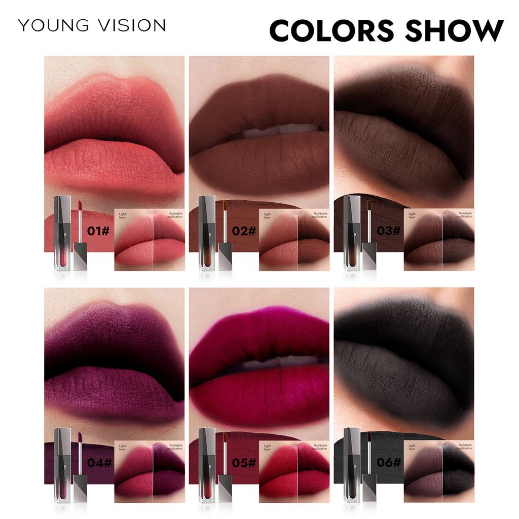 YOUNG VISION Матовый крем для губ 4-в-1: Водостойкий, Стойкий, Многофункциональный в 6 цветах