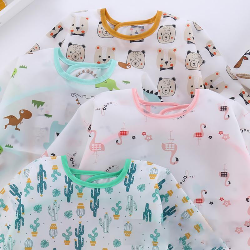 Baby Bibs Waterproof Long Sleeve Apron Cartoon Printing Baby Smock Bib For Eating Painting