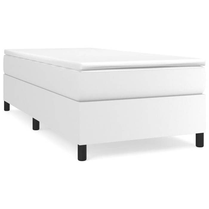 Maison Exclusive - Sommier à lattes de lit avec matelas Blanc 90x200 cm Similicuir