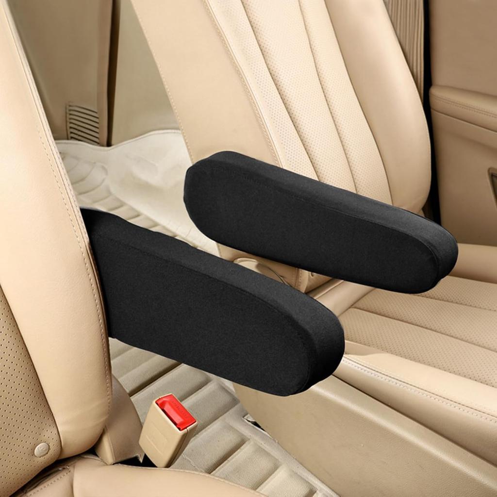 2 PCS Universal Replacement Car Front Seat Armrest Covers, Soft Elastic Breathable Fabric, Easy Installation, Protects from Scratches and Stains,